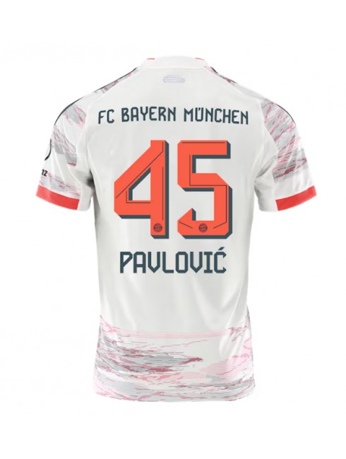 Bayern Munich Aleksandar Pavlovic #45 Replika Borta Kläder 2025-26 Kortärmad Bayern Munich Aleksandar Pavlovic #45 Replika Borta Kläder 2025-26 Kortärmad